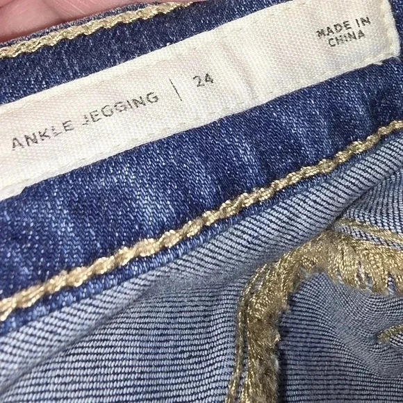 PacSun Super Stretch Ankle Jegging Cutoff Hem Floral Embroidered Jeans Size 24 - Picture 7 of 10